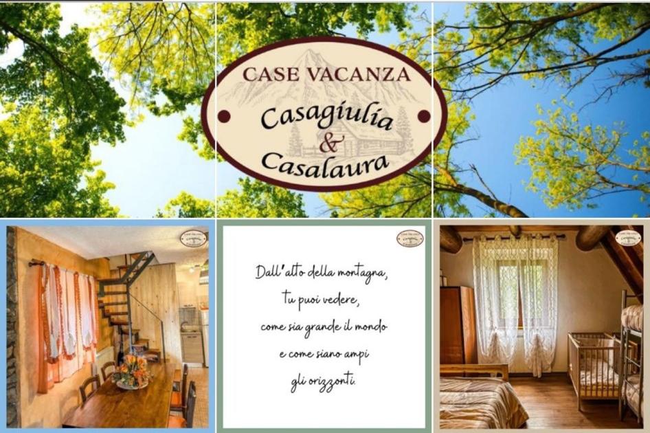 un collage de fotos de una casa con un cartel en CasaGiulia en Sillano