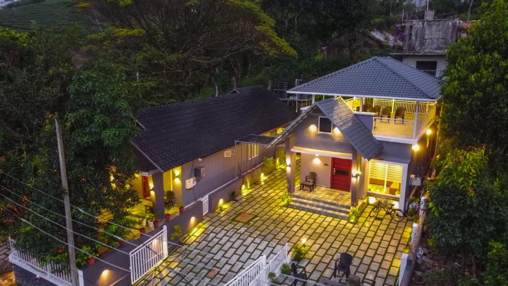 an overhead view of a house with lights at Willow House Vagamon in Vagamon