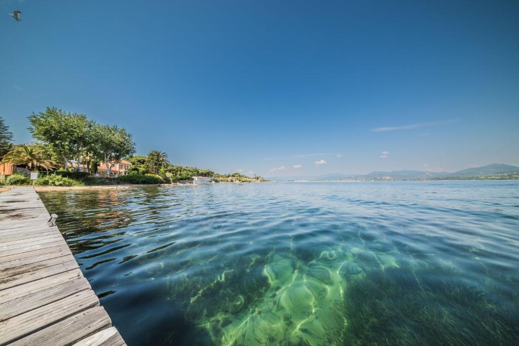 a view of the water from a dock at Hotel Brin d'Azur - Saint Tropez in Saint-Tropez