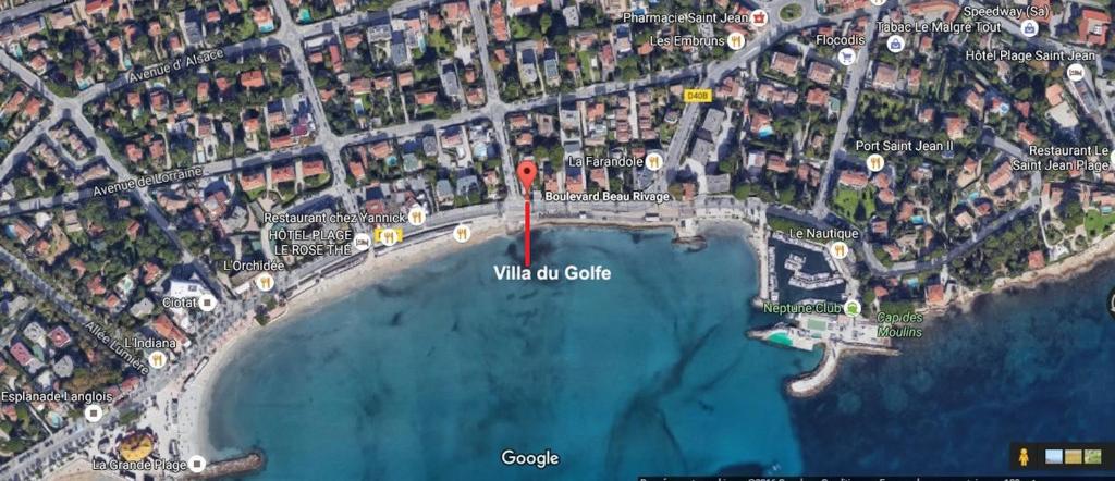 une carte d'une ville et de l'océan dans l'établissement VILLA DU GOLFE T3 Beaurivage, à La Ciotat