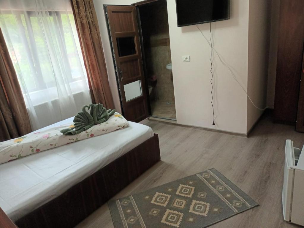 a bedroom with a bed and a television in a room at Casa Peneșel in Băile Herculane