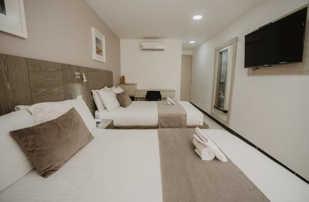 a hotel room with a bed and a couch at Noma Hotel And Rooftop in Cali