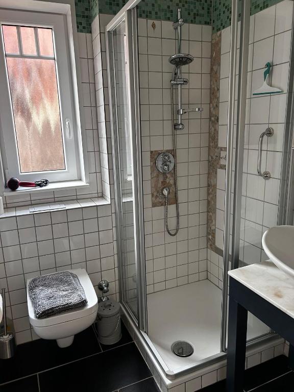 Koupelna v ubytování Huus Mövchen