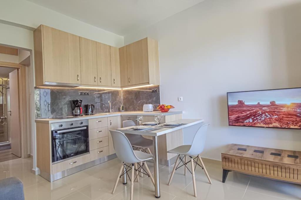 Kuchyň nebo kuchyňský kout v ubytování Renovated apartment 2 -Platanias