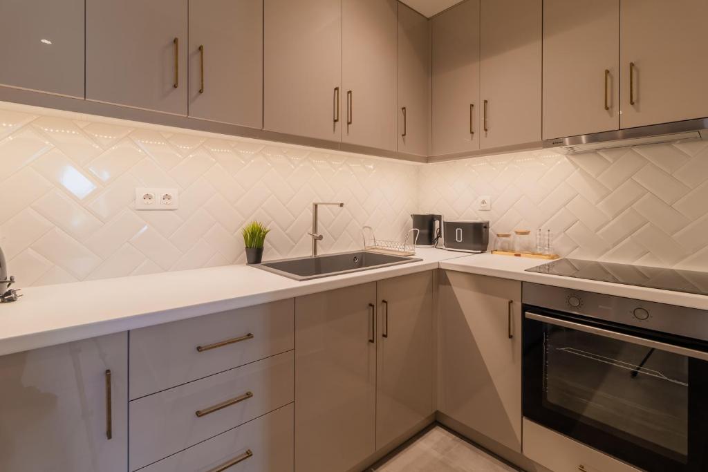 Kuchyň nebo kuchyňský kout v ubytování Melena Premium Suites