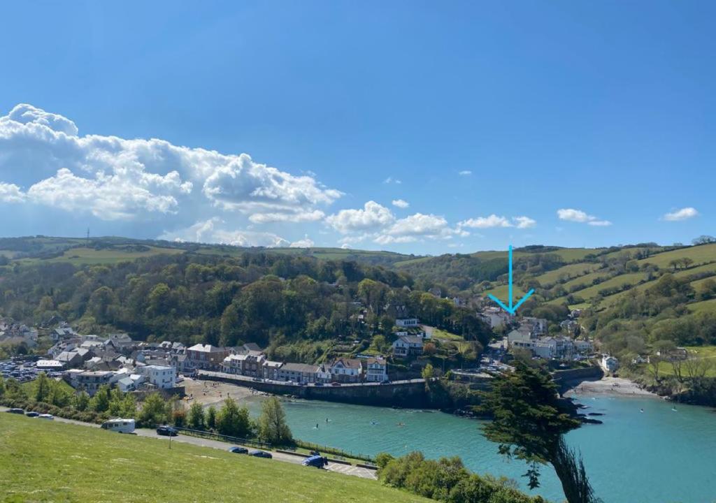 a view of a town and a river at ‘The Loft’ - Apartment by the sea in Combe Martin