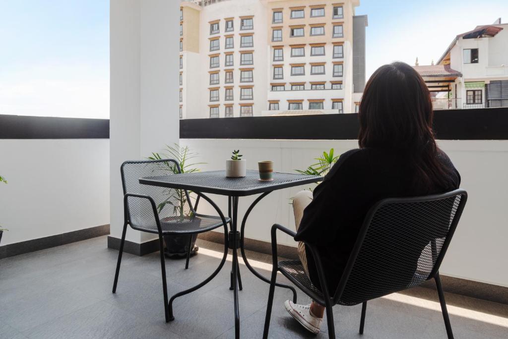 Balkón nebo terasa v ubytování Nomad Hotel Lazimpat