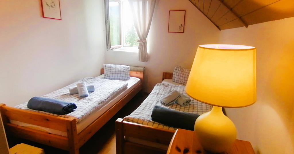 Postel nebo postele na pokoji v ubytování APARTMENT CHALET -BOHINJ- Pokljuka- Triglav National Park