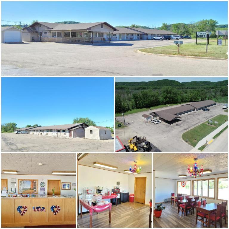 a collage of pictures of a building and a parking lot at SANDS MOTEL in Boscobel