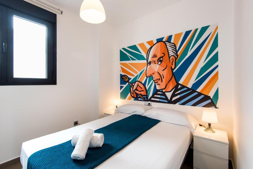 Posteľ alebo postele v izbe v ubytovaní UNIVERSITY & TECH PARK MALAGA APARTMENT