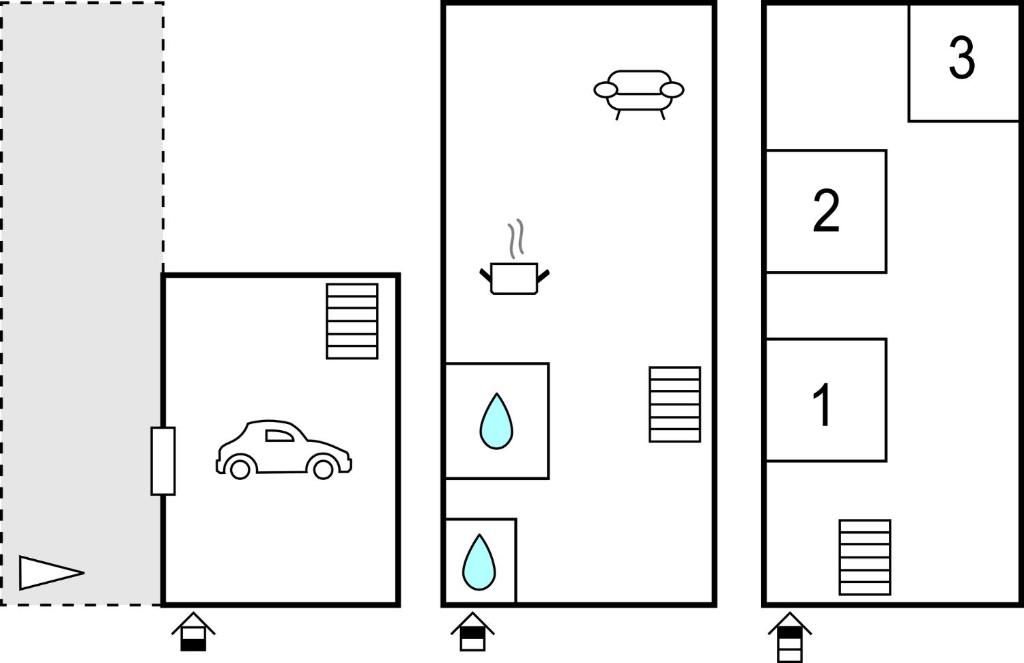 two diagrams of a house with a car at Amazing Home In Essertines-en-chtelne With 3 Bedrooms in Essertines-en-Châtelneuf