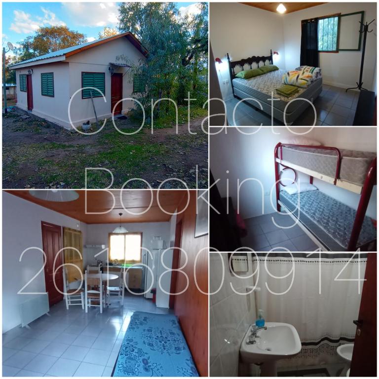 a collage of four pictures of a house at Cabañas Patricia in Las Compuertas