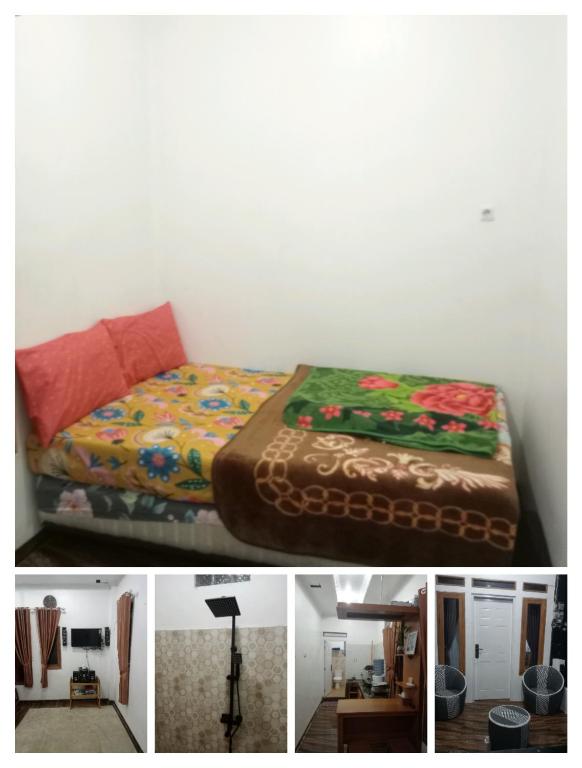 a collage of pictures of a bed in a room at Homestay putih alenda in Ciwidey