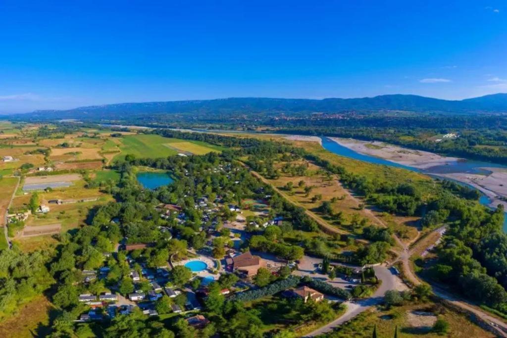 an aerial view of a park next to a river at MOBIL HOME LMNP GUIGON in La Roque-dʼAnthéron