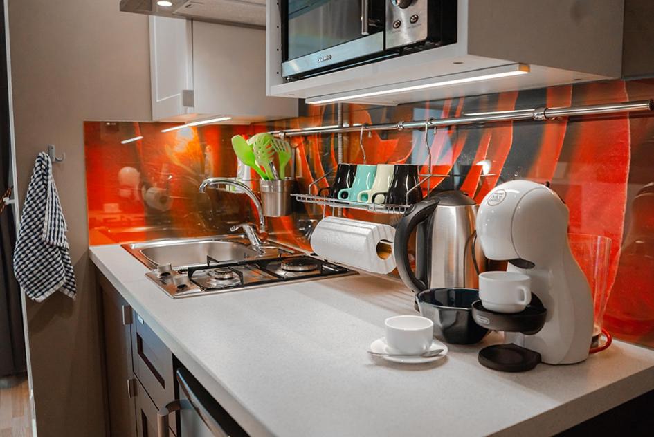 Kuchyň nebo kuchyňský kout v ubytování Alpetri Apartments