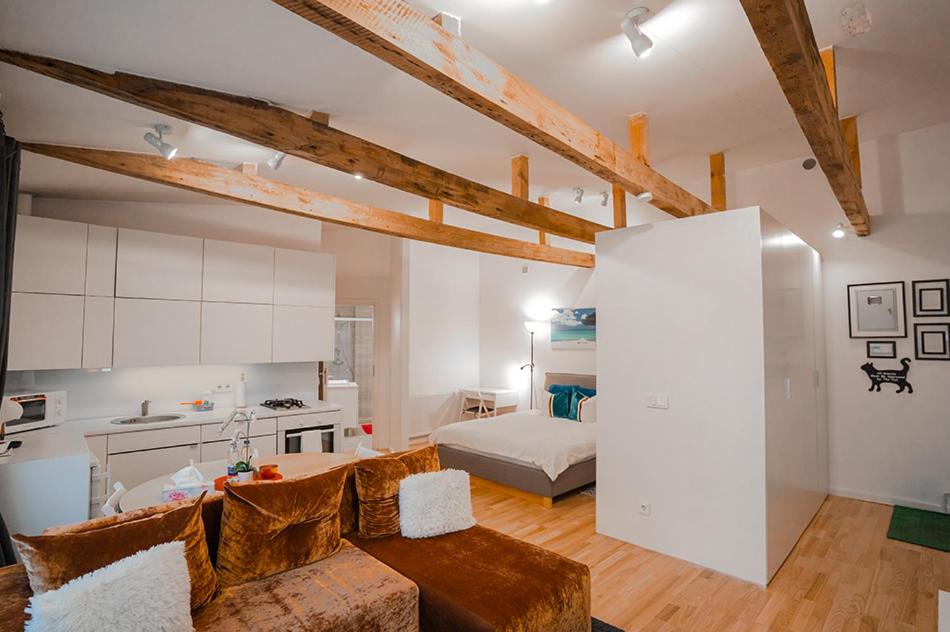 Kuchyň nebo kuchyňský kout v ubytování Alpetri Apartments