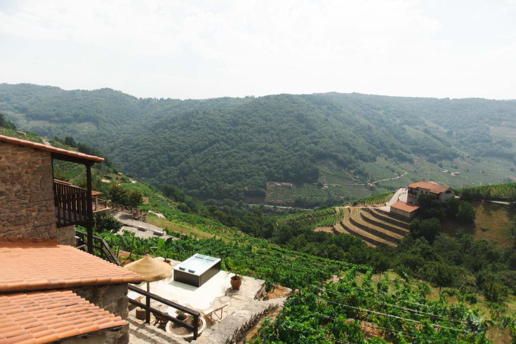 widok na dolinę z domu w obiekcie Apedeceo Belesar Villa, Ribeira Sacra, Galicia w mieście Chantada