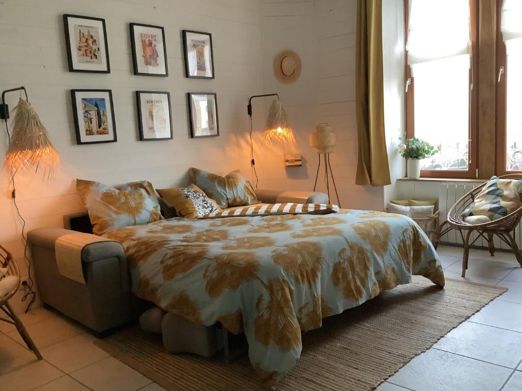 Postel nebo postele na pokoji v ubytování Studio au pied du phare Vue Mer