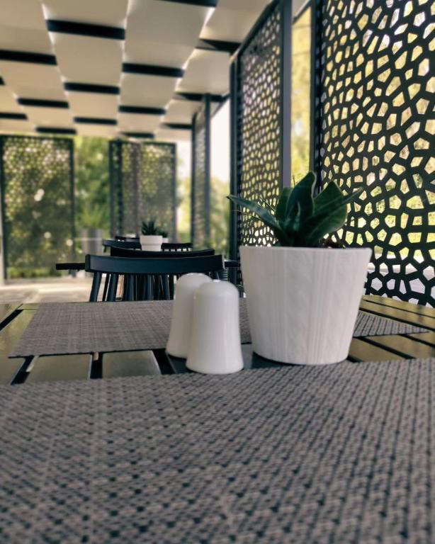 A seating area at Nimfi Hotel, Skiathos
