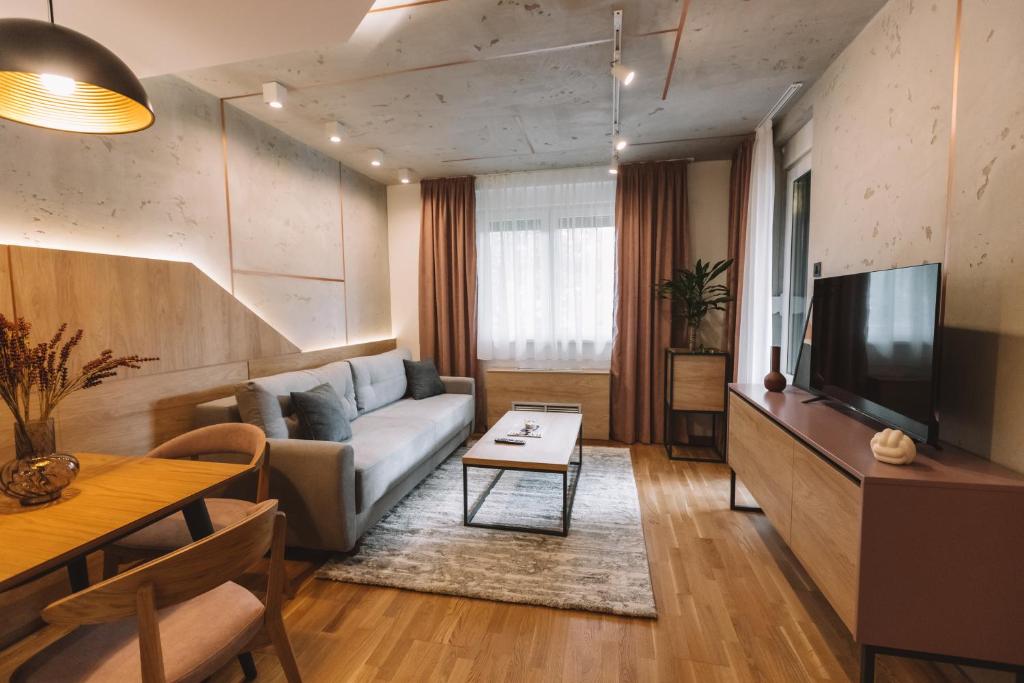 茲拉蒂博爾的住宿－ZLATIBOR HIGHLAND，带沙发和电视的客厅