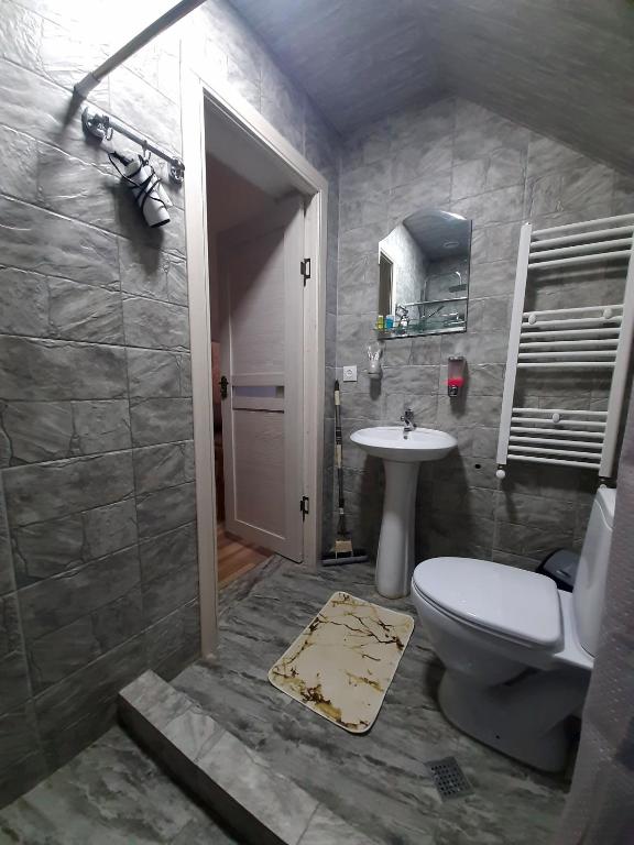 Koupelna v ubytování Kazbegi cottages qabarjina