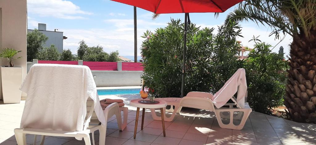 Bazén v ubytovaní Traum Ferienwohnung mit Pool am Meer, Kroatien, Istrien, Liznjan bis 6 Personen, Urlaub an der Adria alebo v jeho blízkosti