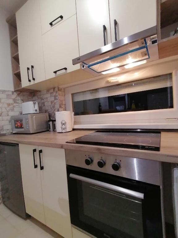 Kuchyň nebo kuchyňský kout v ubytování JM Apartman