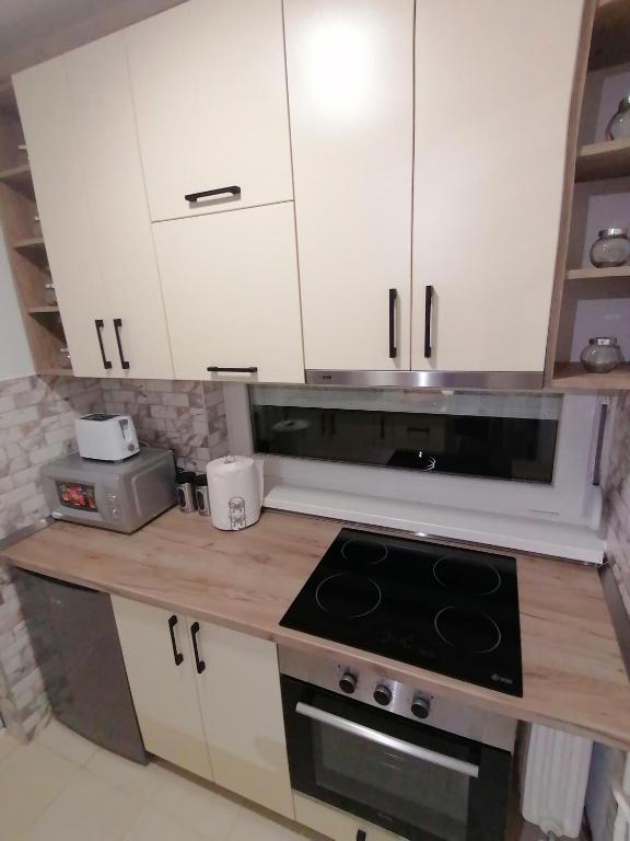 Kuchyň nebo kuchyňský kout v ubytování JM Apartman
