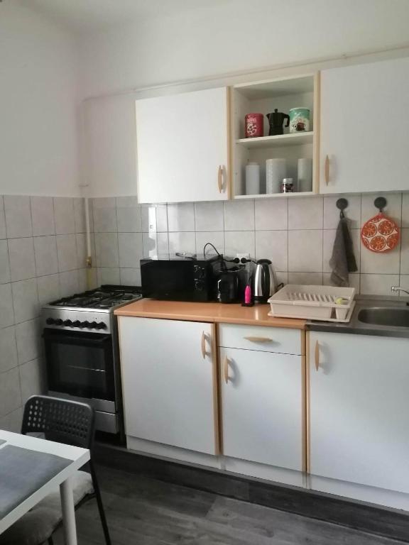 Kuchyňa alebo kuchynka v ubytovaní Aréna Apartman