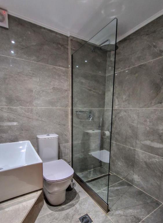 Koupelna v ubytování Hotel Viky