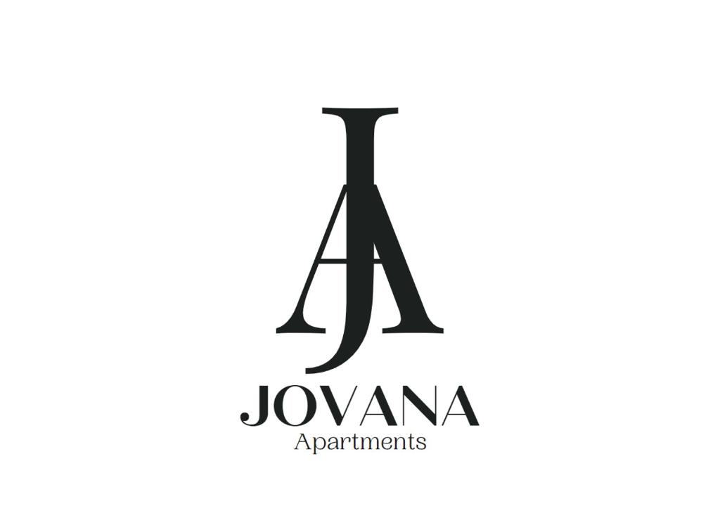 een monogramlogo in zwart, geïsoleerd op witte achtergrond bij Jovana Apartments in Budva