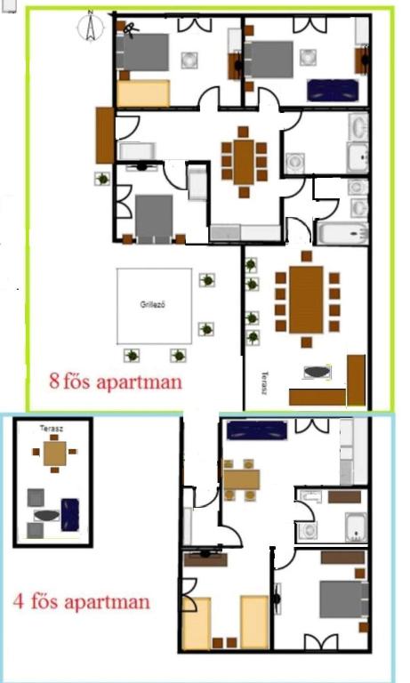 Plan piętra w obiekcie Kurucz Vendégház Hajdúszoboszló
