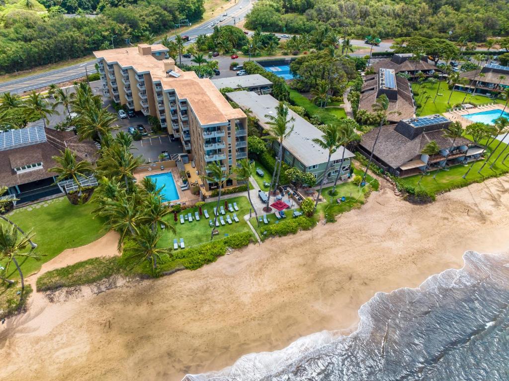 an aerial view of the resort and the beach at 401 Nani Kai HaleBeachfrontNewly Remodeled in Kihei