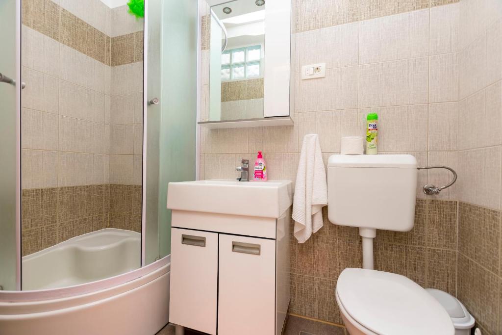 Koupelna v ubytování Apartments Djani