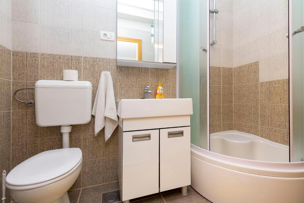 Koupelna v ubytování Apartments Djani