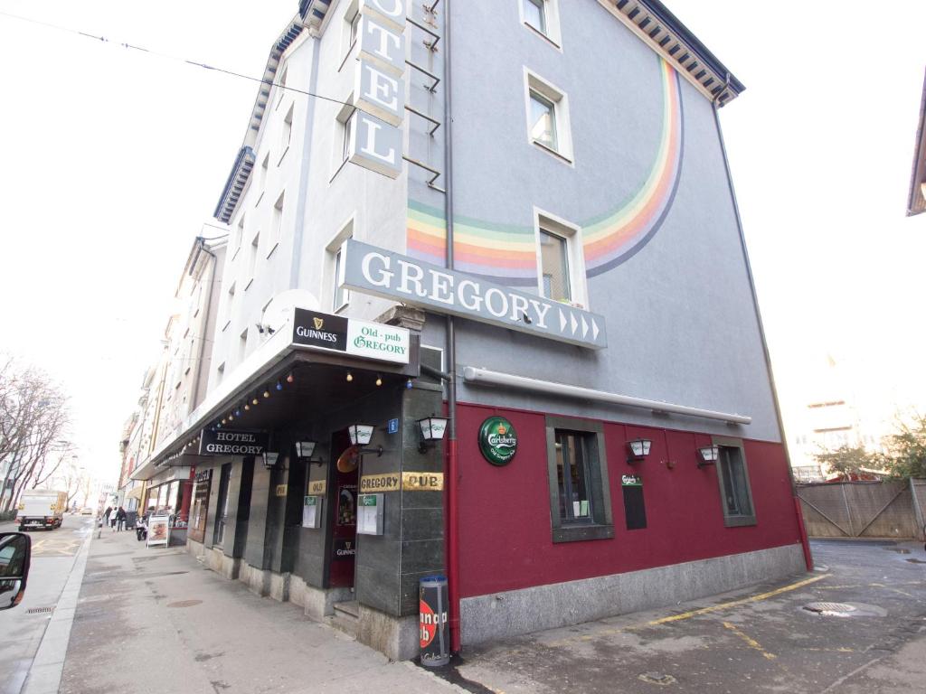 a building with a rainbow on the side of it at Hotel Gregory in Zürich
