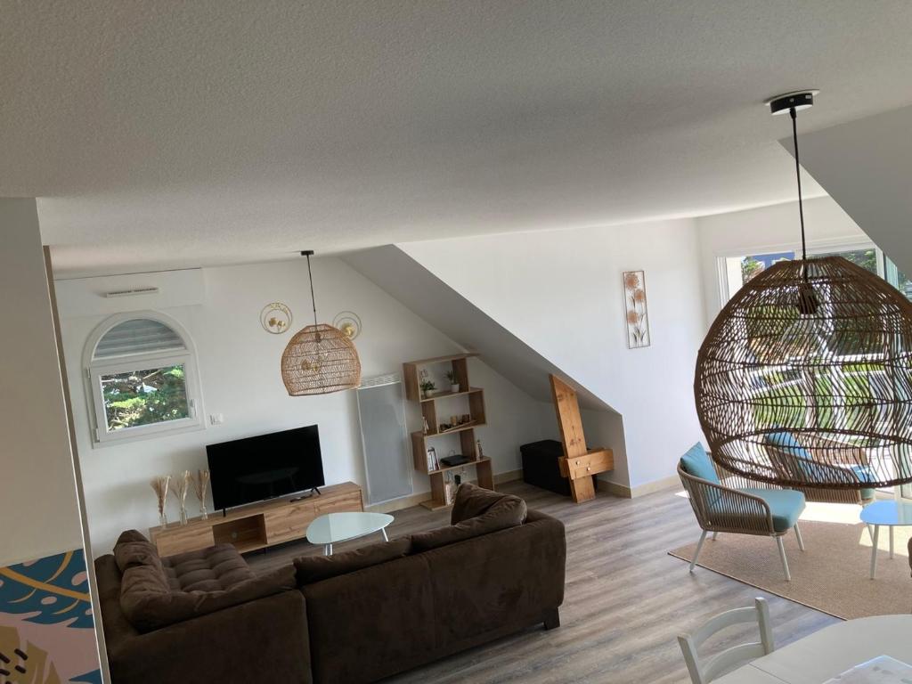 Posezení v ubytování Grand et luxueux appartement lumineux 4 pers vue mer Wifi inclus