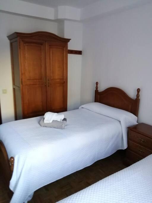 Postel nebo postele na pokoji v ubytování Ezcaray. Con piscina y junto al rio