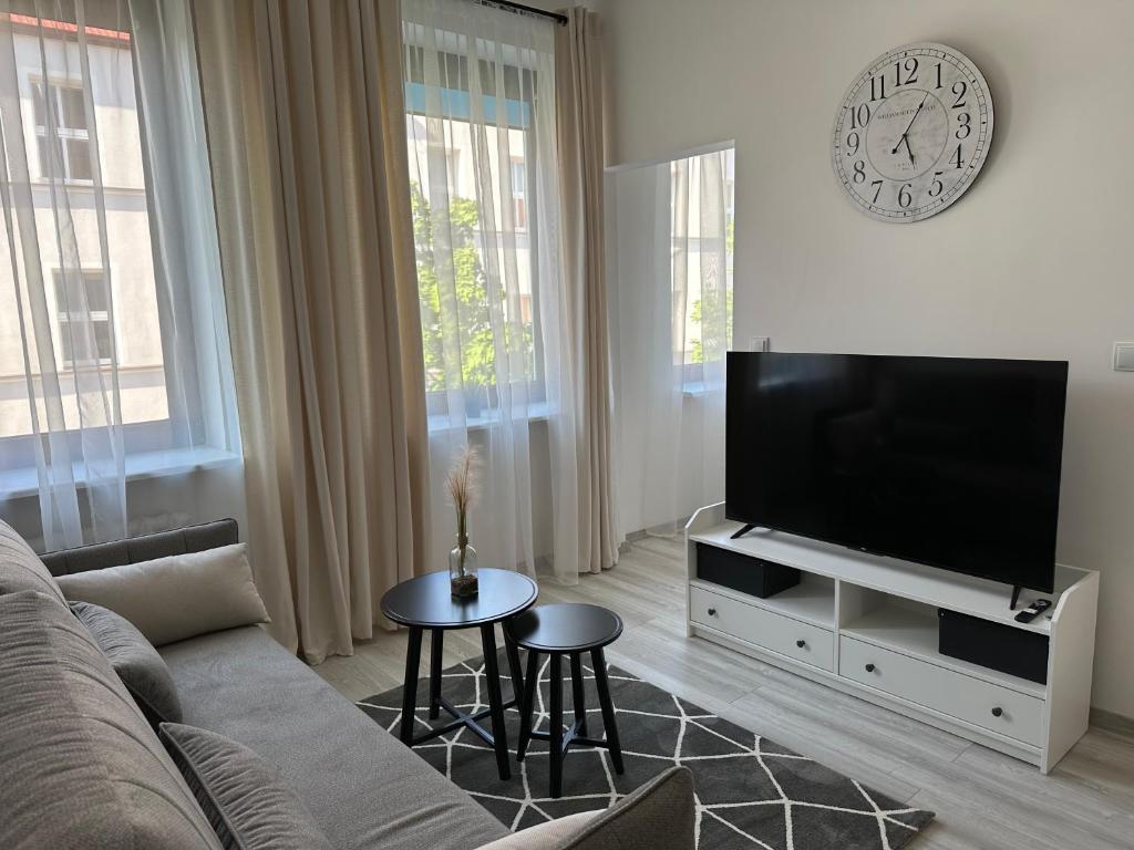 TV a/nebo společenská místnost v ubytování Apartamenty Przy Deptaku