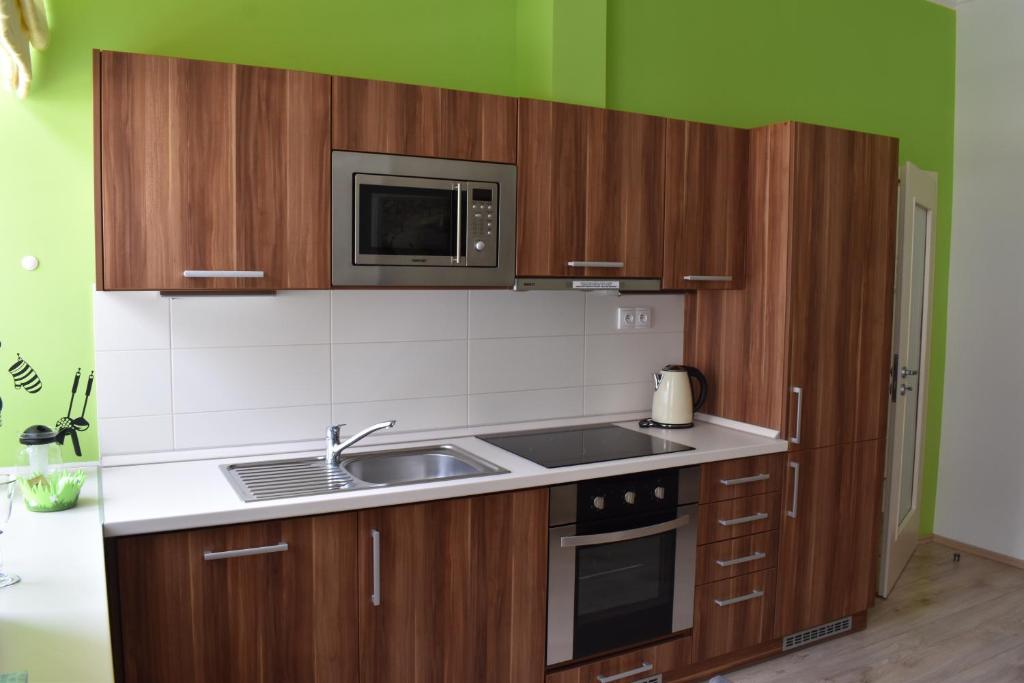 Kuchyň nebo kuchyňský kout v ubytování Apartments Verona Karlovy Vary