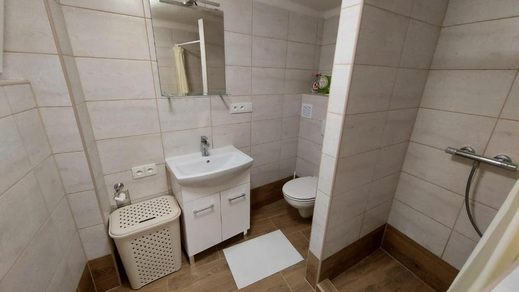 Koupelna v ubytování Apartmán Velehrad