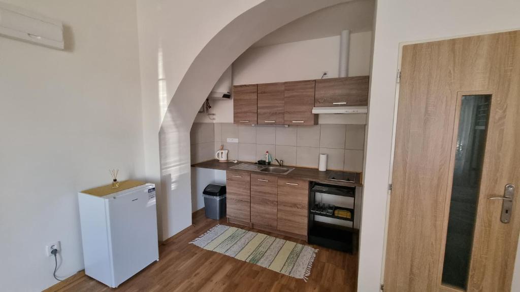 Kuchyň nebo kuchyňský kout v ubytování Apartment Porta