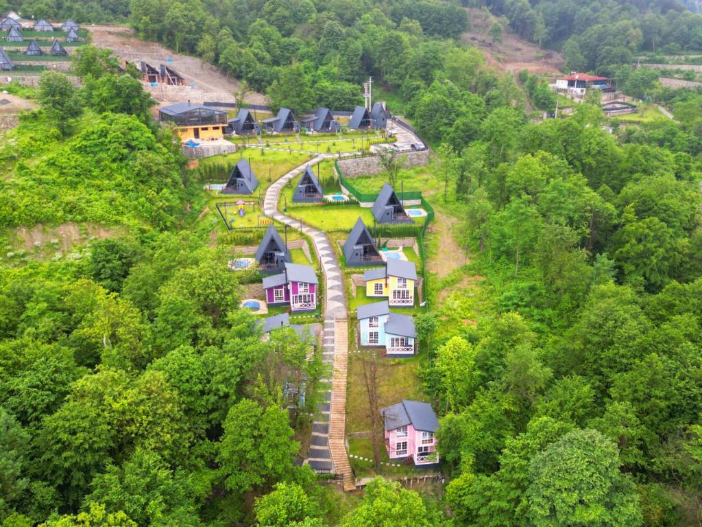 an aerial view of a house in the forest at HAT NATUREL RESORT Sapanca in Sapanca