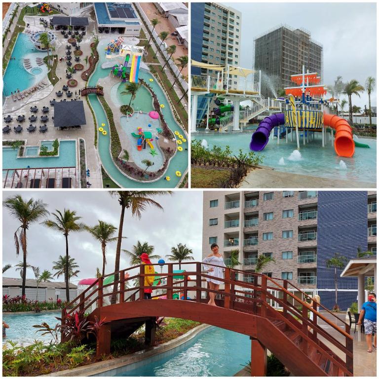 a collage of four pictures of a water park at SALINAS EXCLUSIVE RESORT in Salinópolis