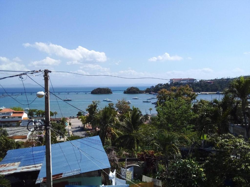 a view of the ocean from a city at Appart-hotel Veras Samana No14 in Santa Bárbara de Samaná