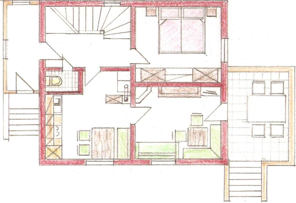 Půdorys ubytování Knusperhaus