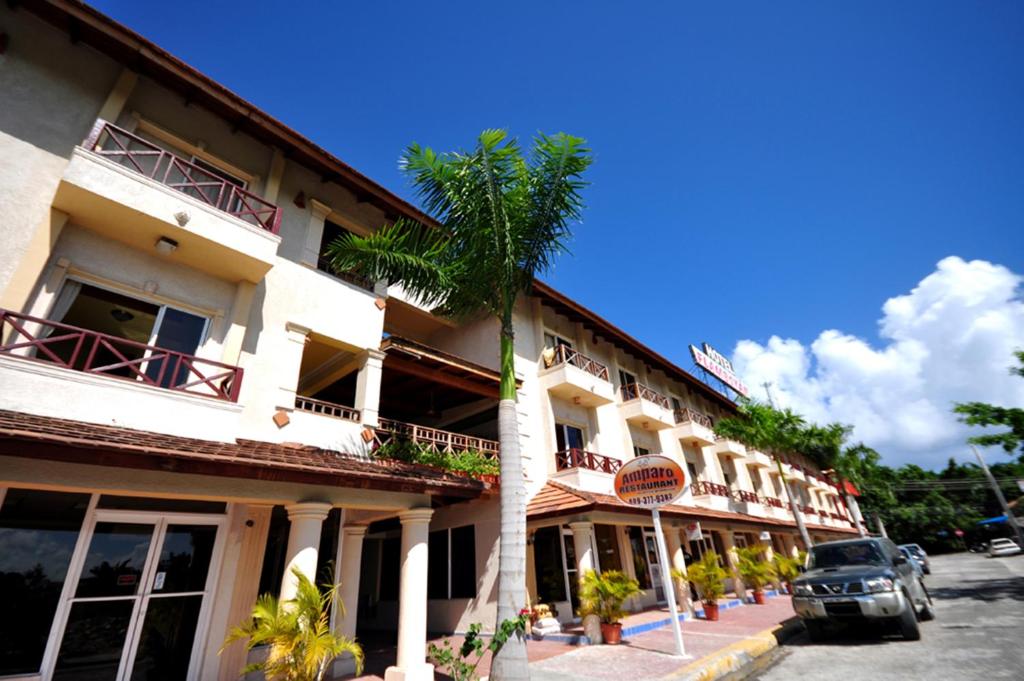 a building with a palm tree in front of it at Hotel & Casino Flamboyan in Punta Cana