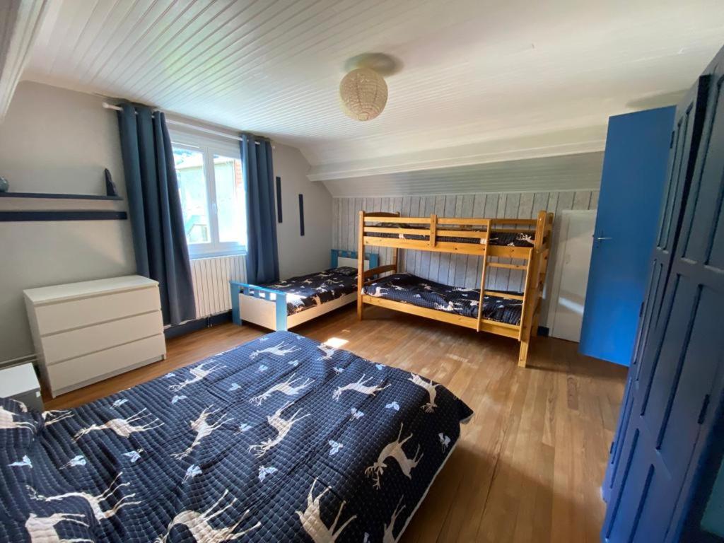 um quarto com 2 beliches num quarto em Maison au pied du pic du Midi em Campan