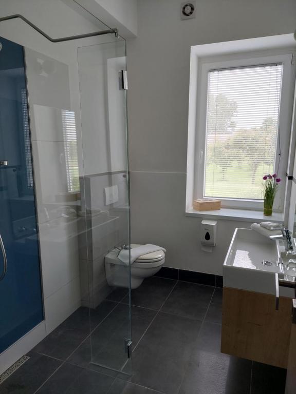 Kúpeľňa v ubytovaní Hédervári Lovas Vendégház