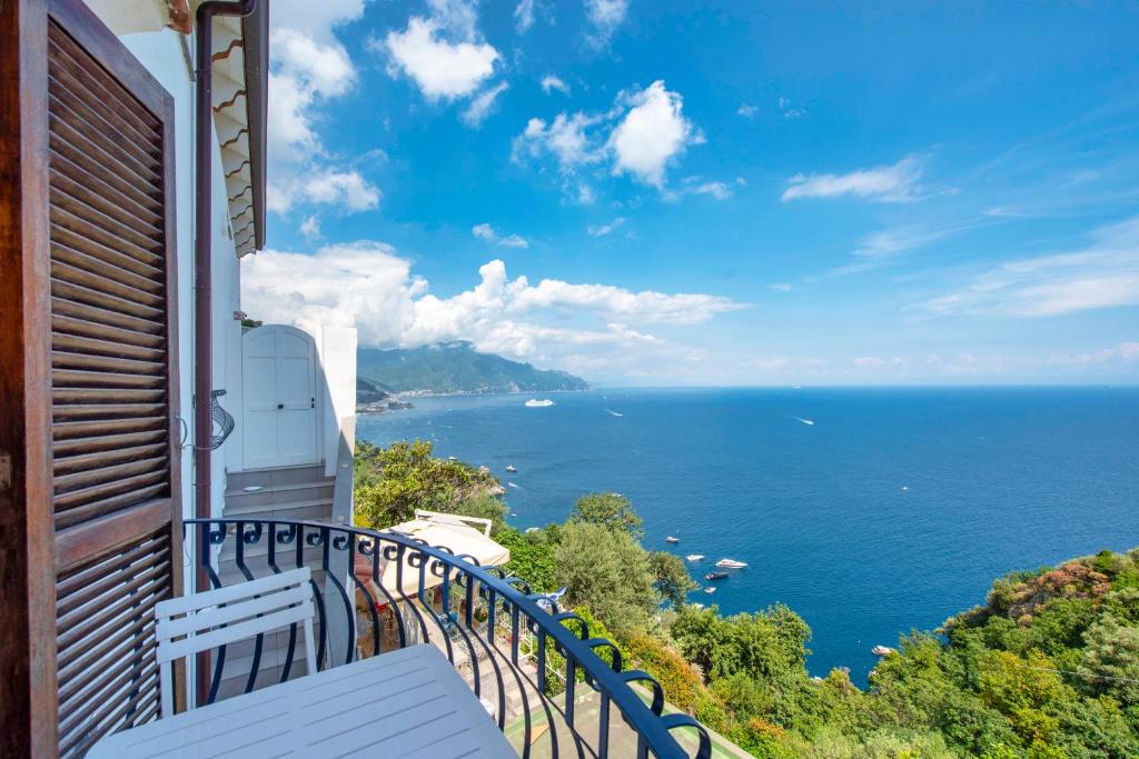a balcony with a view of the ocean at Casa Rosaria in Conca dei Marini